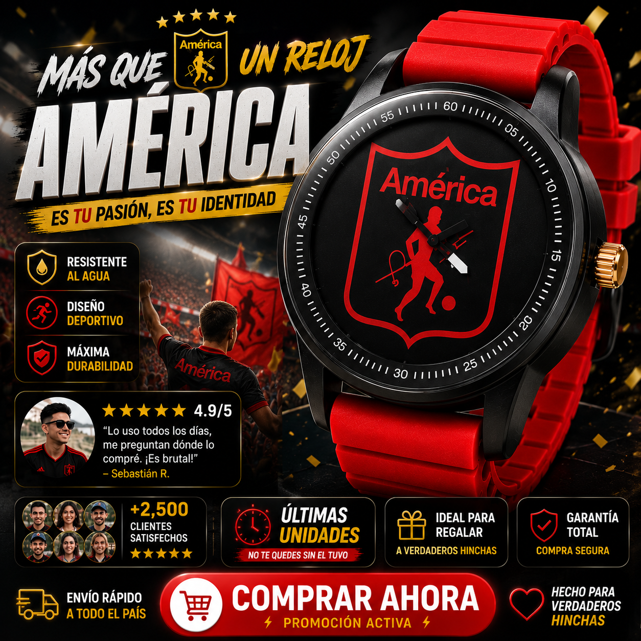 RELOJ DEPORTIVO AMERICA DE CALI